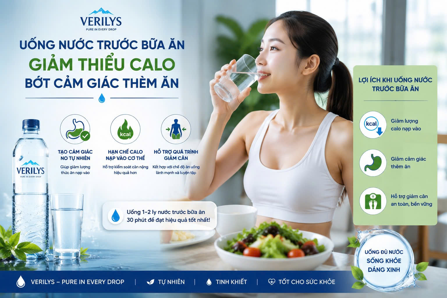 Uống nước trước bữa ăn - Giảm thèm ăn